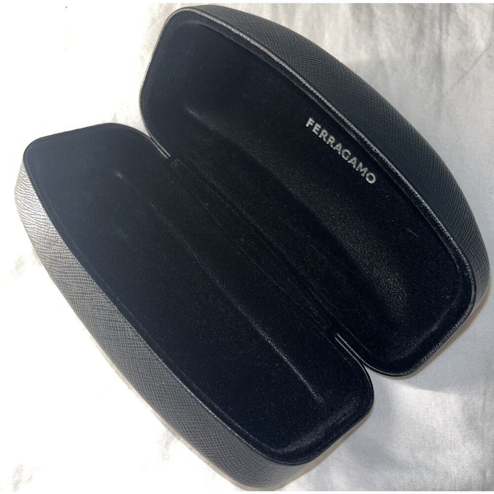 SALVATORE FERRAGAMO CROSSHATCH LEATHER‎ SUNGLASSES CASE BLACK - Picture 7 of 9